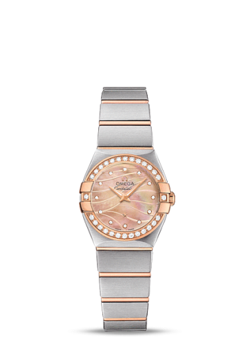 Omega Constellation Quartz 24 Brushed Stainless Steel / Red Gold / Diamond / Wavy Brown MOP